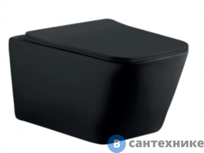 картинка Унитаз подвесной Aquanet TAVR-BW с сидением (Soft Close -SLIMSEAT) с Rimless чёрный мат. (287011)