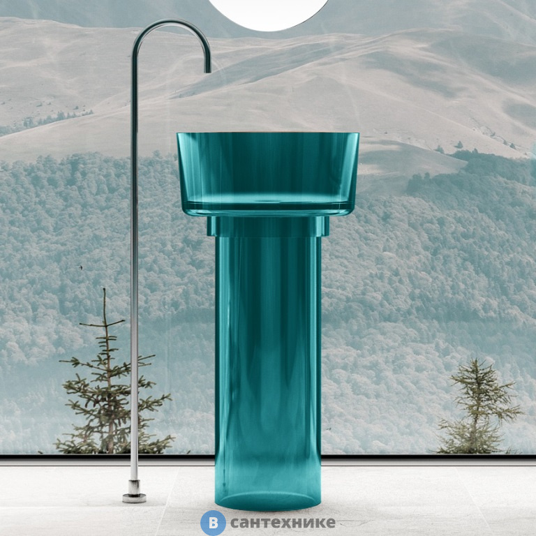 Раковина ABBER Kristall AT2702Aquamarin-H отдельностоящая прозрачная, бирюзовая