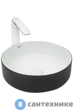 картинка Раковина WELTWASSER ELBACH M3134 BW накладная (чёрная белая) /355х355х120/