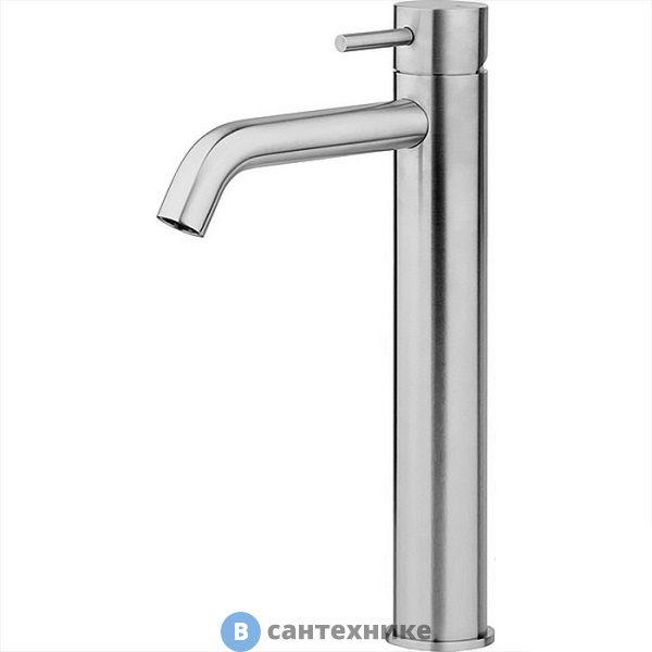 Смеситель CISAL Xion однорычажный для раковины, высокий h300 мм, без доннного клапана, нержавеющая сталь (XI003544D1)