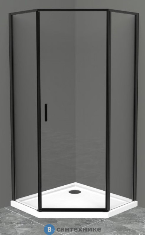 Душевой уголок BelBagno UNO-195-P-1-90-C-NERO 900x900x1950, без поддона