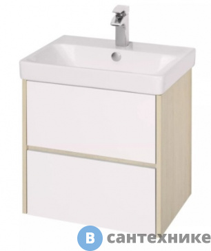 картинка Тумба под раковину Акватон Сканди 55 Белый/Дуб Верона (1A251701SDB20)