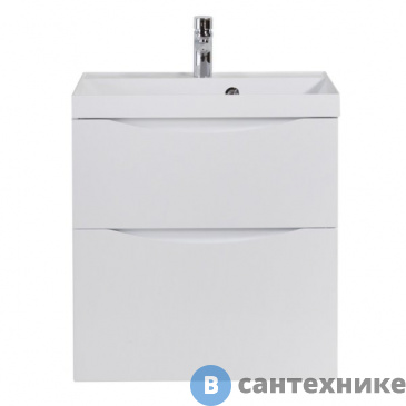 картинка Тумба под раковину BelBagno MARINO-H60 подвесная с двумя выкатными ящиками, Bianco Lucido, 600x450x600, MARINO-H60-600-2C-SO-BL-P