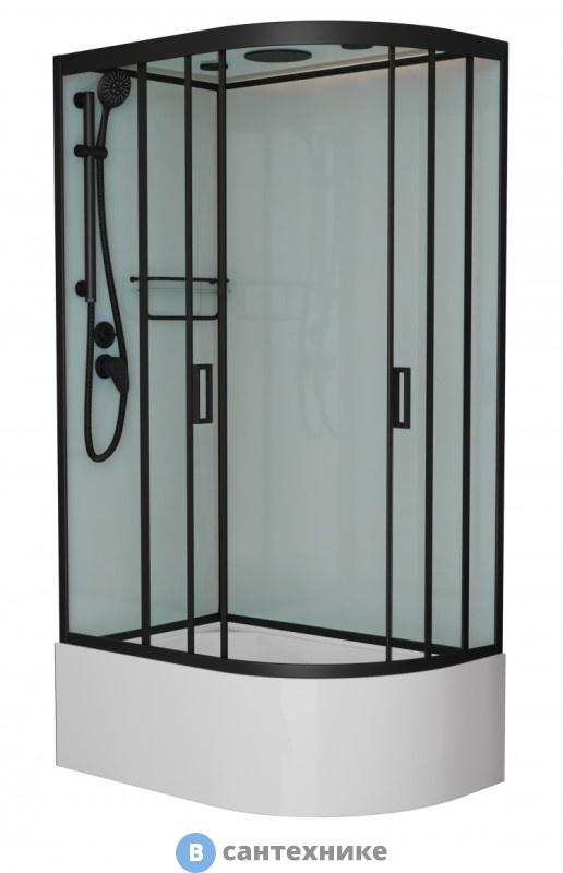 Душевая кабина Frank F412/2L Black левосторонняя высокий поддон