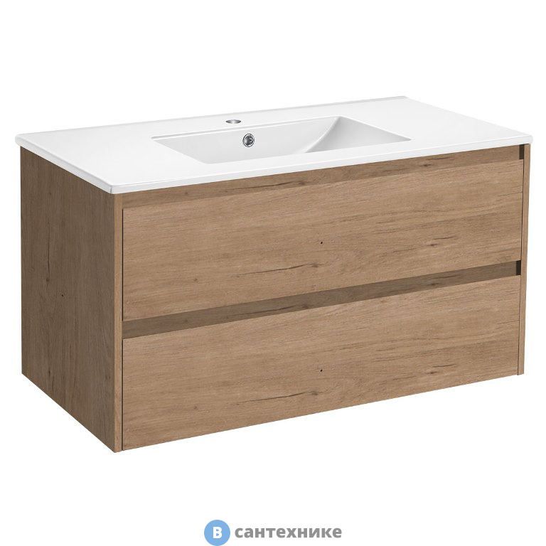 Тумба под раковину Vincea Gio 1000 подвесная, 2 выкатных ящика soft-close, N.Oak (VMC-2G100NO)