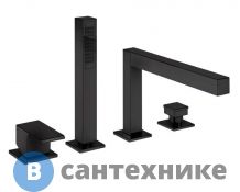 Смеситель Cezares PORTA-BVDM4-NOP на борт ванны с выдвижным душем и переключателем, чёрный матовый