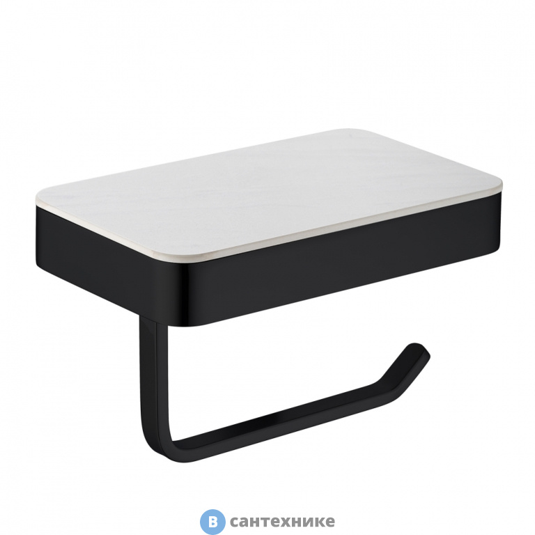 Бумагодержатель ABBER Westen AA1730B с полкой для телефона, черный матовый