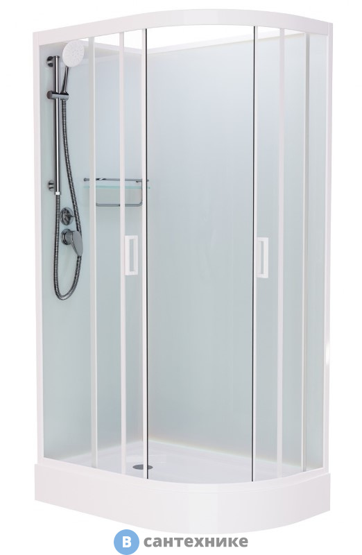 Душевая кабина Frank F411L М White левосторонняя низкий поддон б/к (без крыши) матовое стекло