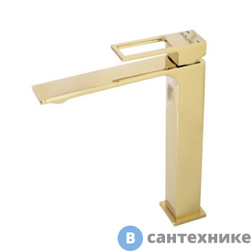 картинка Смеситель BelBagno LUCE LUC-LMC-ORO-W0 для накладных раковин, без донного клапана, золото