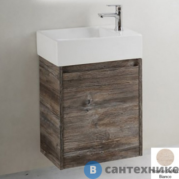 картинка Тумба под раковину BelBagno KRAFT MINI подвесная с распашной дверцей, левосторонняя, Rovere Galifax Bianco, 494х256х500 (KRAFT MINI-500/260-1A-SO-RGB-L)
