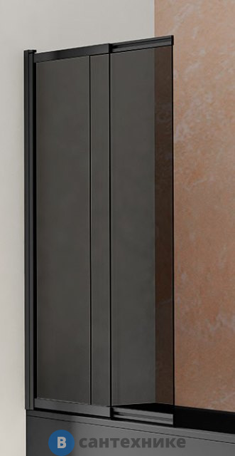 Шторка на ванну Vincea VSB-1E100CGB, 1000*1450, матовый черный, стекло тонированное