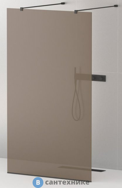Душевая перегородка Cezares LIBERTA-L-2-120-BR-NERO с возможностью двустороннего входа, стекло бронза, профиль чёрный, 1200x1950 мм