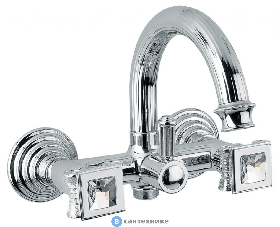 Смеситель Cezares OLIMP-VD-01-Sw для ванны, хром, ручки sarowski