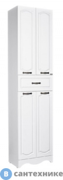 картинка Пенал напольный Домино 50 Rich белое дерево с верхним ящиком В1 (DR6014P)