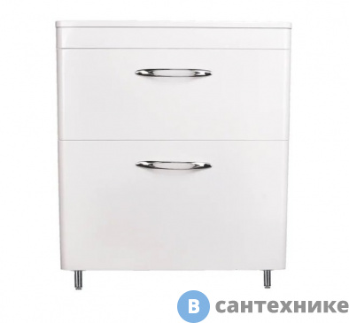 картинка Тумба под раковину Style line Каре 70 (2 ящ.) Люкс белая, напольная PLUS (2000949234236)