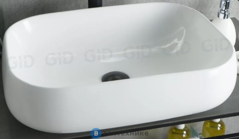 Раковина накладная GID-ceramic N9243 белый (560х420х140)
