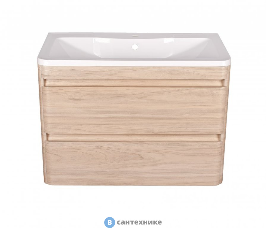 Тумба под раковину Style line Атлантика 100, Люкс ясень перламутр, подвесная PLUS (2000949229942)