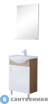 картинка Комплект мебели Grossman ЭКО-52 3 в 1 комбинированный (зеркало, тумба, раковина)