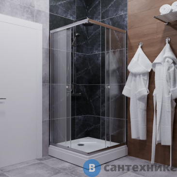 картинка Душевое ограждение Тритон Вента-Хром 80х80, квадрат, низ. подд. (сифон D90 мм) (DK330)