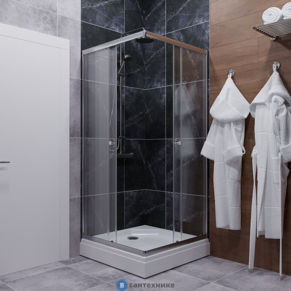 Душевое ограждение Тритон Вента-Хром 80х80, квадрат, низ. подд. (сифон D90 мм) (DK330)