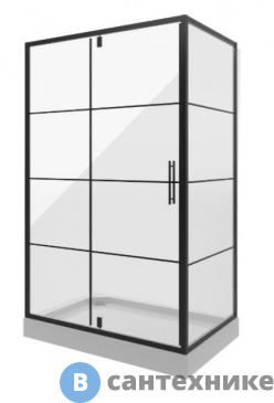 картинка Душевое ограждение Niagara NG-0220-08 black (1200х800х1900) прямоугольник, дверь распашная, без поддона