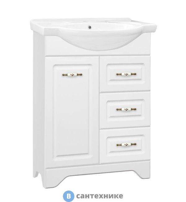 Тумба под раковину Style line Олеандр-2 65 (3 ящика) белый (4650134471755)