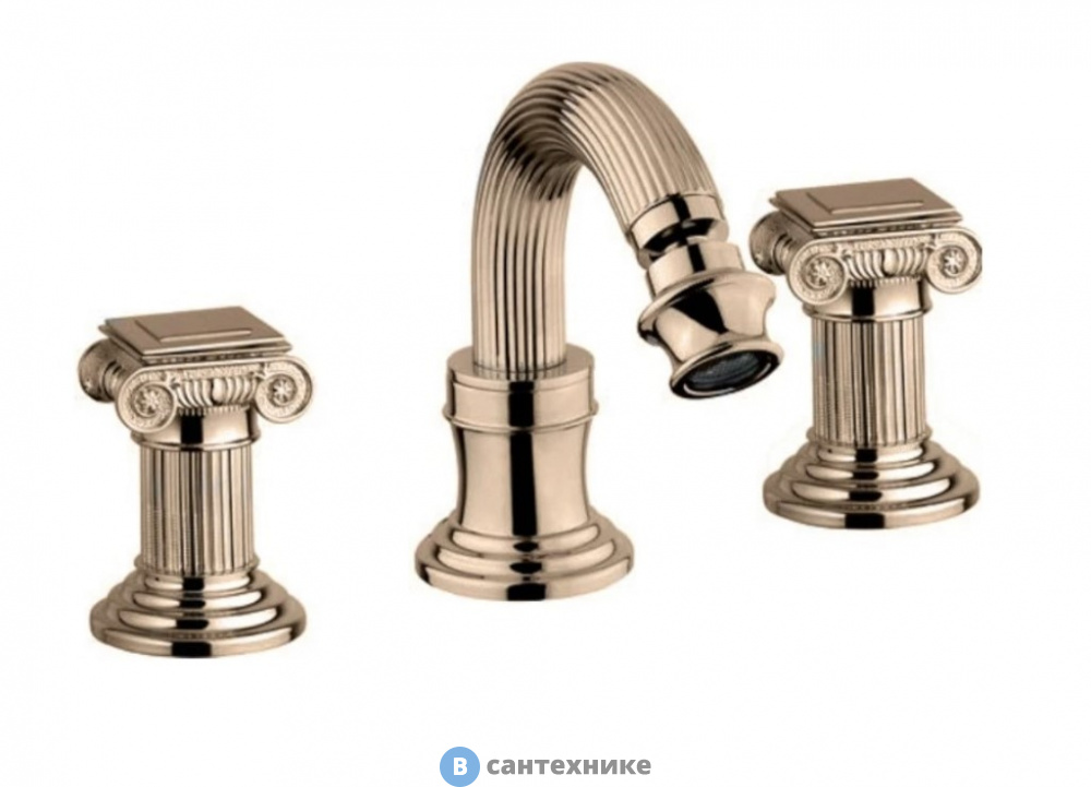 Смеситель Cezares OLIMP-BBS2-02-O для биде на три отверстия с донным клапаном, бронза