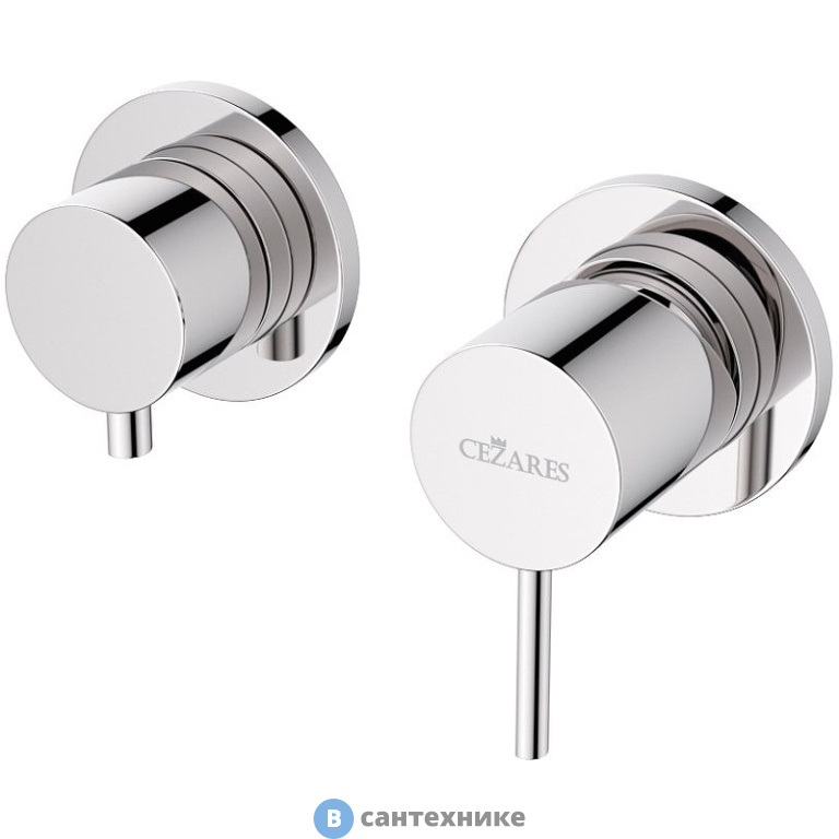 Смеситель Cezares LEAF-VDIM3-L-01 встраиваемый однорычажный с поворотном переключателем на 3 выхода, хром