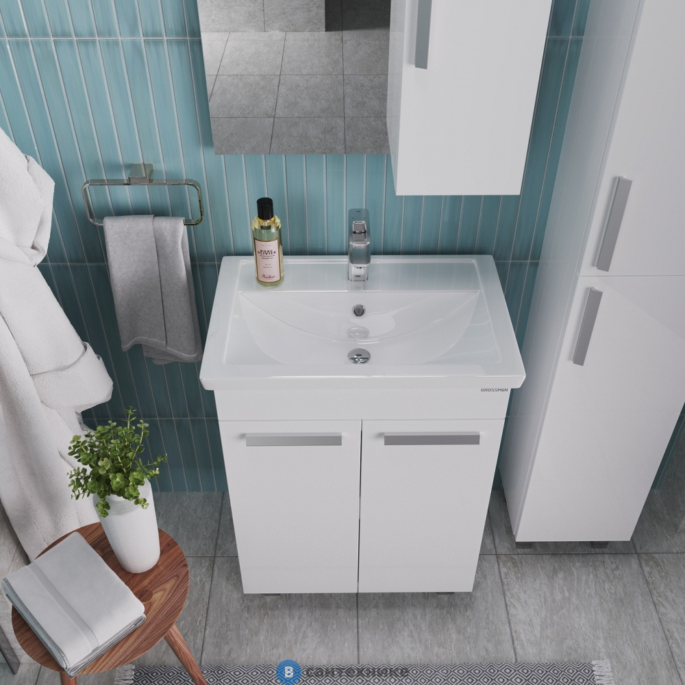 Тумба под раковину Grossman НЕО-70 см в краске, напольная белая (ум. Фостер-70) (107013-1K)