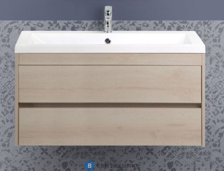 Тумба под раковину Art & MAX FAMILY Family-1000-2C-SO-PB подвесная с двумя выкатными ящиками, Pino Bianco, 1000x480x550