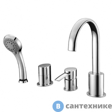 картинка Сместель Lemark Atlantiss LM3241C для ванны встраиваемый, на 4 отверстия, с аксессуарами, хром