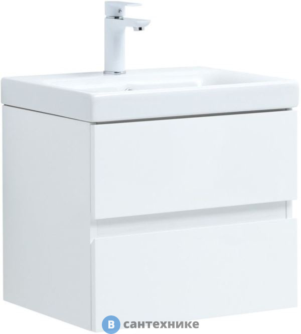 Тумба под раковину Aquanet Беркли 50 белый глянец (302347)