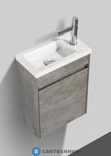 Тумба под раковину BelBagno 40 см PIETRA MINI-400-1A-SO-SCM-R подвесная с одной дверкой Stucco Cemento