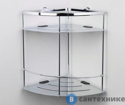 картинка Полка WasserKRAFT K-522 металлическая двойная, угловая металл, хромоникелевое покрытие