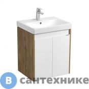 Тумба под раковину Акватон Сканди Doors 55 Белый глянец/Дуб Рустикальный (1A278801SDZ90)