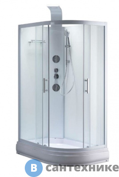 картинка Душевая кабина Taliente TA-128CW (L) с гидромассажем, профиль белый, проз. стекло, белые зад. стенки Optiwhite, 120*80*220 см левая, средний поддон, без крыши