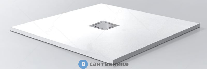 Душевой поддон RGW ST-0099W белый/квадрат 90*90*2,5 каменный (16152099-01), без сифона
