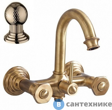 картинка Смеситель Cezares APHRODITE-V-02-M для ванны и душа, бронза, ручки Шар