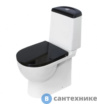 картинка Унитаз с бачком SANITA LUXE BEST COLOR black с двухрежимной арматурой OLIVEIRA, сиденьем из дюропласта, системой soft close, clip up (BSTSLCC06100522)