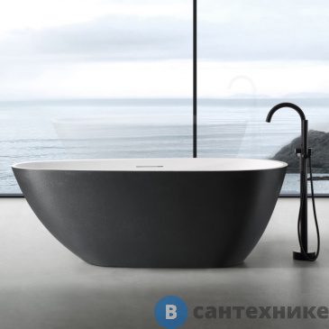 картинка Ванна ABBER Dortmund AM9911BW из искусственного камня черно-белая матовая