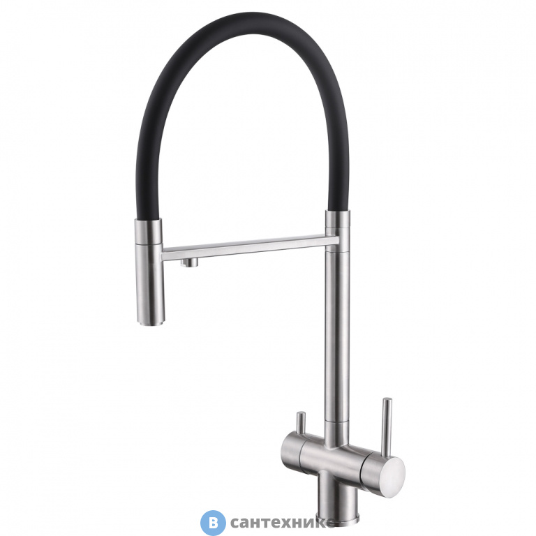 Смеситель ABBER Wasser Kreis AF81141 для кухни с подключением фильтра и выдвижной лейкой, хром