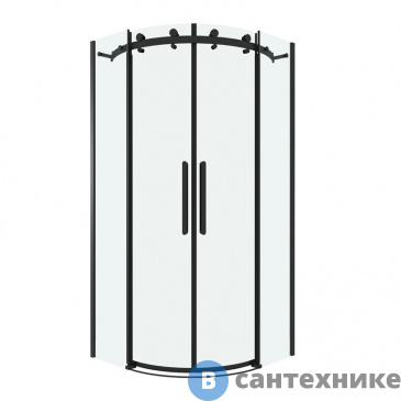 картинка Душевое ограждение Grossman Classic 301.K33.04.1010.21.00 (100*100*195) полукруг, раздвиж, черн. мат, стекло прозрачн., без поддона