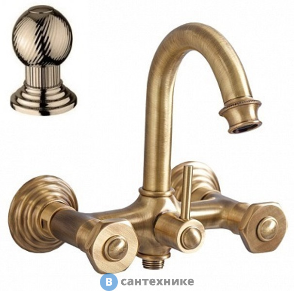 Смеситель Cezares APHRODITE-V-02-M для ванны и душа, бронза, ручки Шар