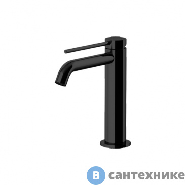 картинка Смеситель Gattoni CIRCLE TWO для раковины высокий 177 мм, на 1 отверстие, излив 135 мм, с донным клапаном, NERO OPACO (9144/91NO)