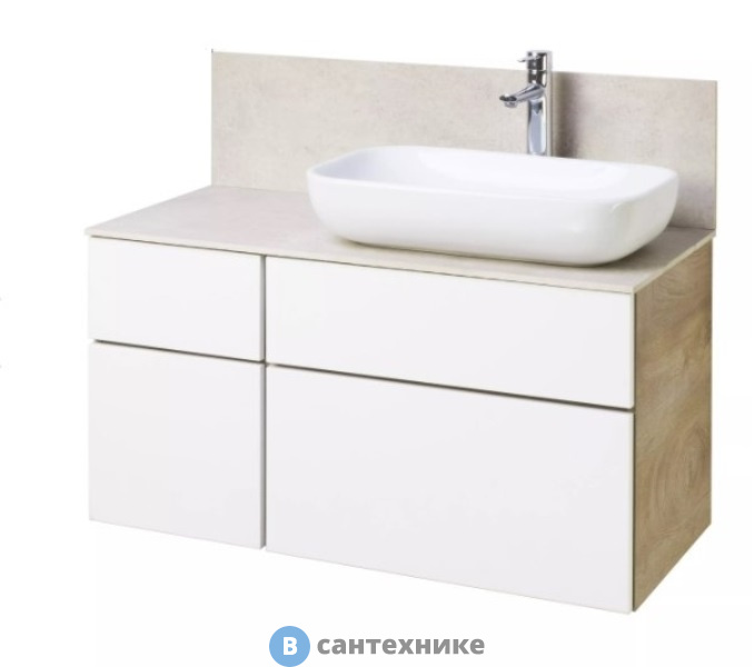 Тумба под раковину Акватон Мишель 100 Дуб Эндгрейн/Белый (1A244101MIX40), без столешницы