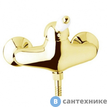 картинка Смеситель Cezares ELITE-DM-03-Bi для душа однорычажный, золото, ручка белая