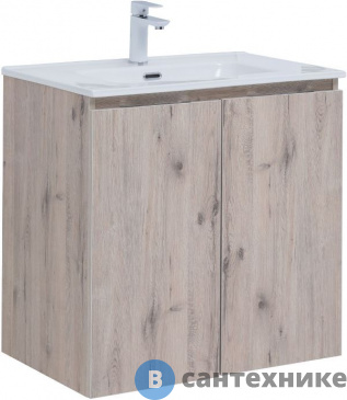 картинка Тумба под раковину Aquanet Алвита new 70 подвесная 2 дв. дуб веллингтон белый (303906)