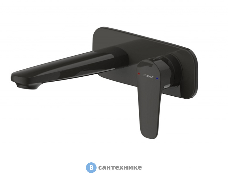 Смеситель Bravat Source P8173218BW-ENG встраиваемый настенный для раковины, чёрный