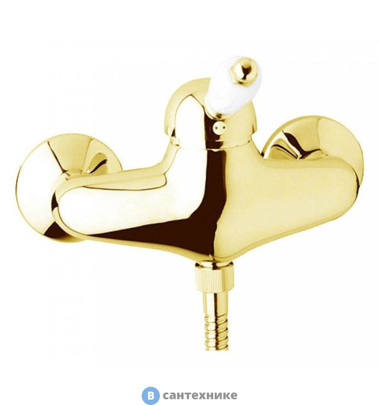 Смеситель Cezares ELITE-DM-03/24-Bi для душа однорычажный, золото, ручка белая