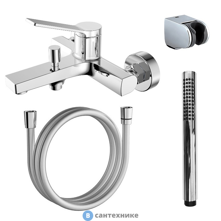 Смеситель AZARIO VISE для ванны и душа с полным душевым набором, хром (AZ-VSA238330C)